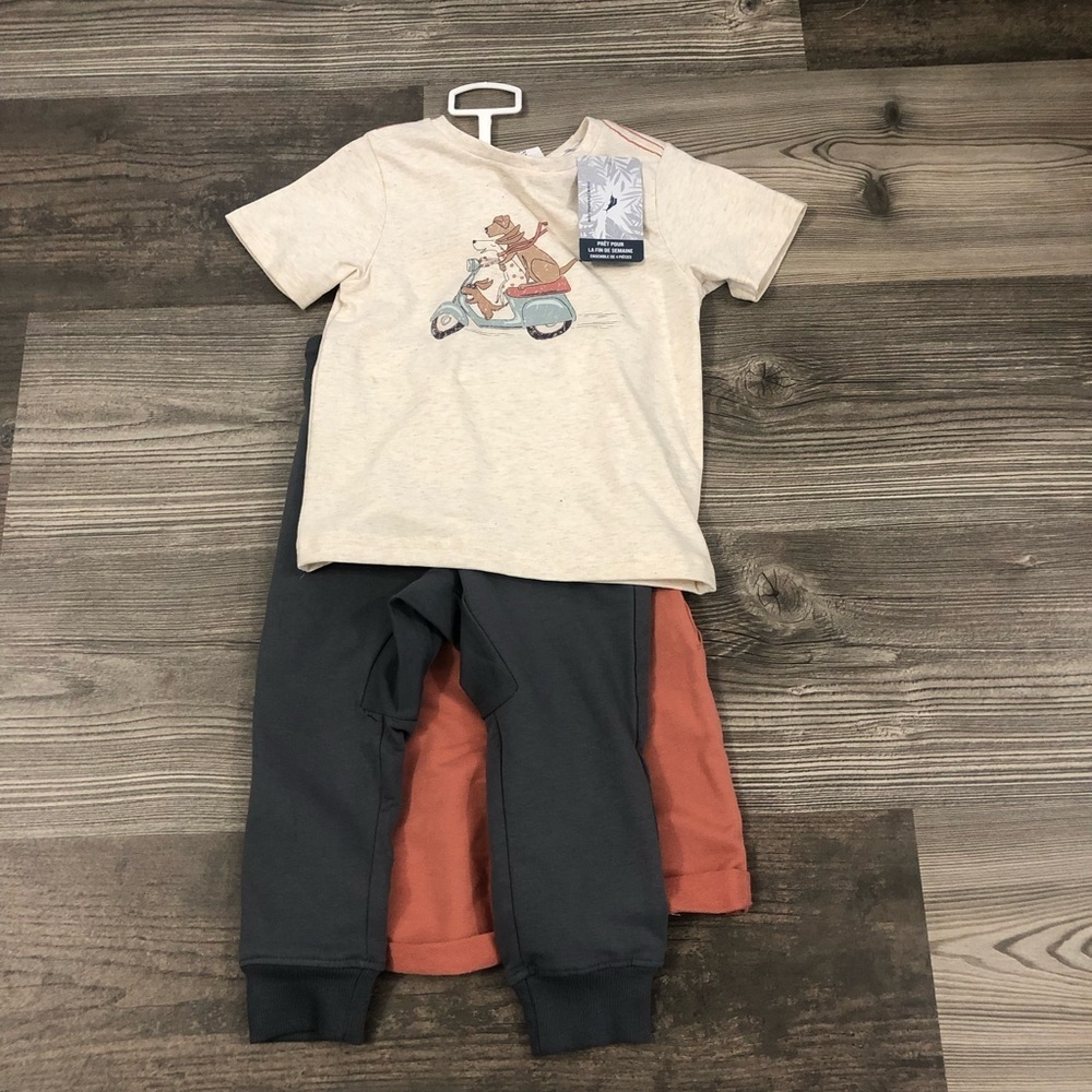 Tommy Bahama Kids' Cream Graphic T, Pants and Short  Set 24M